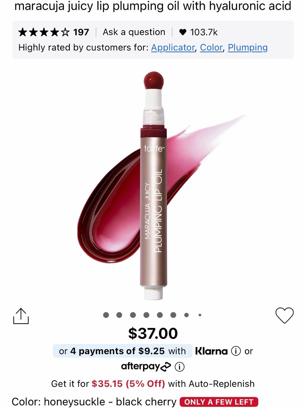 tarte Maracuja Juicy Plumping Lip Oil